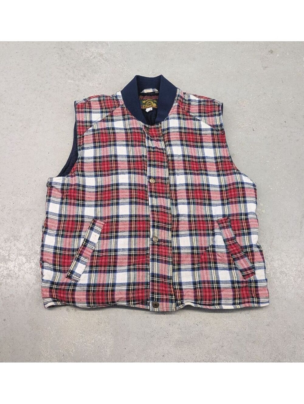 Vintage 80s Roughshood Red and White Plaid Lined Vest